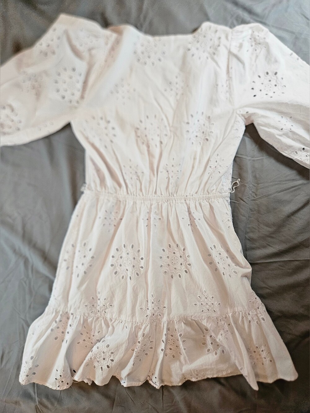 1. State Womens White Eyelet Short Sleeve V-neck Cotton Mini Dress Size Small - Picture 12 of 14
